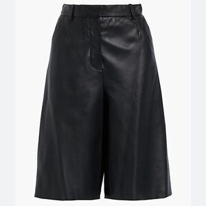 H&M BLACK FAUX LEATHER HIGH WAISTED CULOTTES WIDE LEG PANTS 4